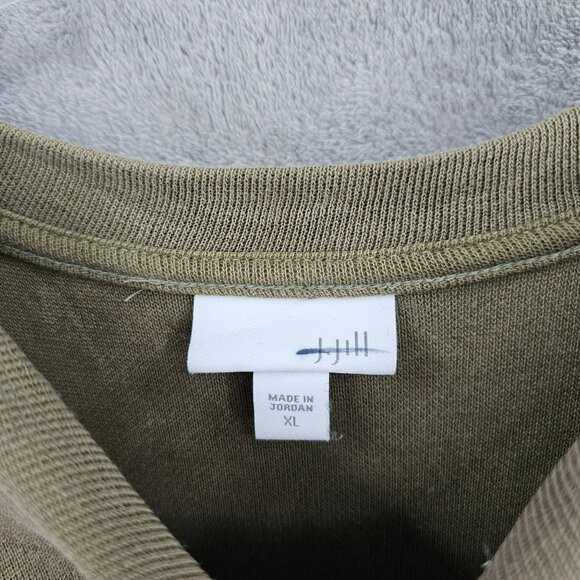 J Jill Sweater Top XL Olive Green 3/4 Sleeve Side Slit Modal Blend Soft Casual - Picture 2 of 10